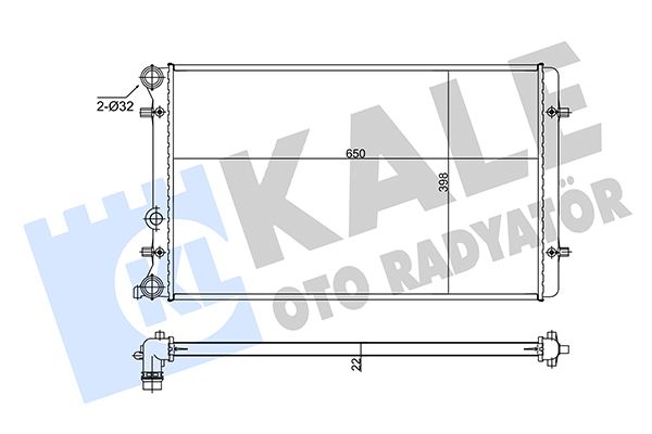 SU RADYATÖRÜ AUDI A3-TT-SEAT LEON-TOLEDO II-SKODA OCTAVIA I-VW BORA-GOLF IV 1.6 1.8T 1.9TDI 98 MT AC NAC BRAZING 650x398x22