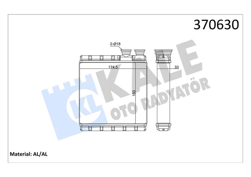 KALORİFER RADYATÖRÜ VW POLO T-CROSS-SEAT ARONA IBIZA V 1.0 1.5TSI 1.6TDI 17 AUDI 2.5 3.0 3.5 4.0TFSI 18 BORUSUZ BRAZING AL 160x174.5x33 2Q0819030A