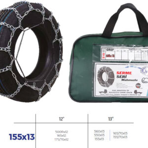 PATİNAJ ZİNCİRİ BİNEK VE HAFİF TİC.ARAÇ SERME 12-13 JANT 560x13 ZİNCİR EBATLARI İÇİN RESİME BAKINIZ