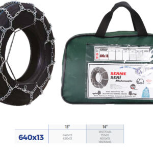 PATİNAJ ZİNCİRİ BİNEK VE HAFİF TİC.ARAÇ SERME 13-14 JANT 640x13 ZİNCİR EBATLARI İÇİN RESİME BAKINIZ