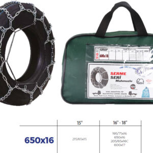 PATİNAJ ZİNCİRİ MİNİBÜS VE KAMYONET SERME 650x16 ZİNCİR EBATLARI İÇİN RESİME BAKINIZ