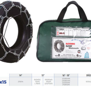 PATİNAJ ZİNCİRİ MİNİBÜS VE KAMYONET SERME 215x65x16 TRANSPORTER ZİNCİR EBATLARI İÇİN RESİME BAKINIZ