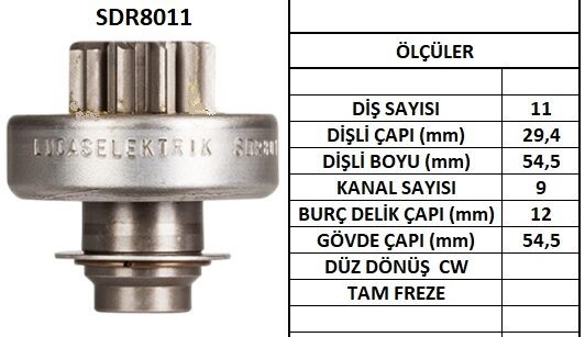 MARŞ DİŞLİSİ 11 DİŞ-9 KANAL ZEN 1023 PEUGEOT-CITROEN-RENAULT PARTNER-BERLINGO-P405D VOLVO JPX JEEP