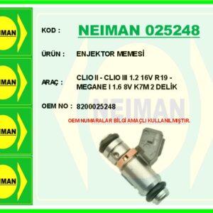ENJEKTOR MEMESİ CLIO II - CLIO III 1.2 16V R19 - MEGANE I 1.6 8V K7M 2 DELİK