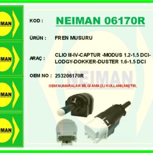 FREN PEDAL MÜŞÜRÜ RENAULT CLIO III 05 12 CLIO IV 12  CAPTUR I 12  KANGOO 05  LAGUNA II 01 07 DACIA L OGAN I-II 06 18 SANDERO I-II 08 18 DUSTER I-II