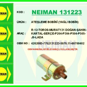 ATEŞLEME BOBİNİ YAĞLI BOBİN R-12-TOROS-MURAT131 DOĞAN-ŞAHIN-KARTAL-SERÇE-P204-P304-P504-P505-J9-L