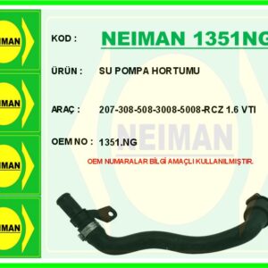 SU POMPA HORTUMU 207-308-508-3008-5008-RCZ 1.6 VTI