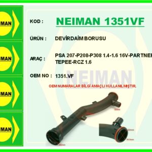DEVİRDAİM BORUSU PSA 207-P208-P308 1.4-1.6 16V-PARTNER TEPEE-RCZ 1.6