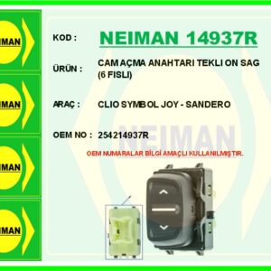 CAM AÇMA ANAHTARI TEKLI ON SAG 6 FISLI CLIO SYMBOL JOY - SANDERO
