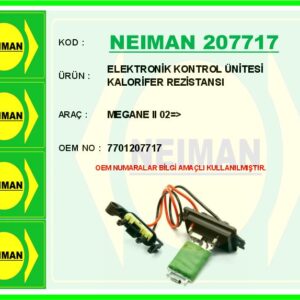 ELEKTRONİK KONTROL ÜNİTESİ KALORİFER REZİSTANSI MEGANE II 02