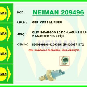 GERİ VİTES MÜŞÜRÜ CLIO III-KANGOO 1.5 DCI-LAGUNA II 1.8-2.0-MASTER 10  2 FİŞLİ