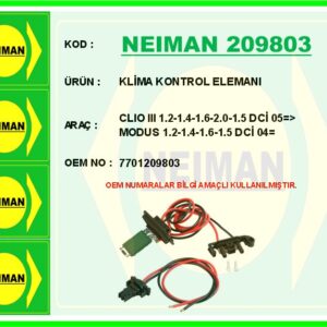 KLİMA KONTROL ELEMANI CLIO III 1.2-1.4-1.6-2.0-1.5 DCİ 05   MODUS 1.2-1.4-1.6-1.5 DCİ 04