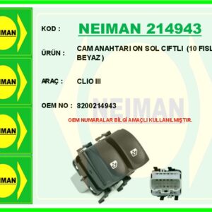 CAM ANAHTARI ON SOL CIFTLI 10 FISLI - BEYAZ CLIO III