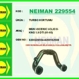TURBO HORTUMU MGN I-SCENIC I-CLIO II-KNG 1.9 DTI 01-05