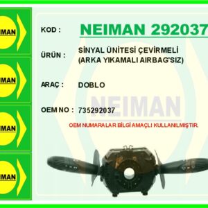 SİNYAL ÜNİTESİ ÇEVİRMELİ DOBLO ARKA YIKAMALI AIRBAG SIZ