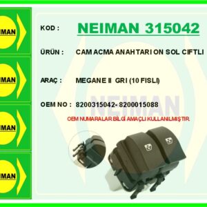 CAM ACMA ANAHTARI ON SOL CIFTLI MEGANE II GRI 10 FISLI