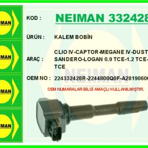 KALEM BOBİN CLIO IV-CAPTOR-MEGANE IV-DUSTER-SANDERO-LOGAN 0.9 TCE-1.2 TCE-1.6 TCE