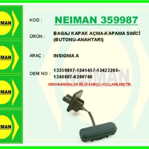 BAGAJ KAPAK AÇMA-KAPAMA SWİCİ BUTONU-ANAHTARI INSIGNIA A