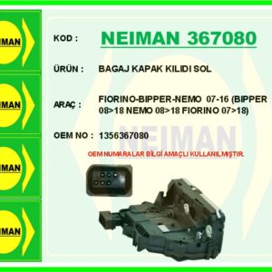 BAGAJ KAPAK KILIDI SOL FIORINO-BIPPER-NEMO 07-16 BIPPER 08 18 NEMO 08 18 FIORINO 07 18