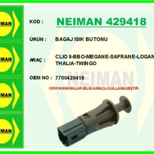BAGAJ ISIK BUTONU CLIO II-BBO-MEGANE-SAFRANE-LOGAN-THALIA-TWINGO