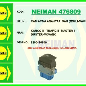 CAM ACMA ANAHTARI SAG TEKLI-MAVI KANGO III - TRAFIC II - MASTER II-DUSTER-MOVANO