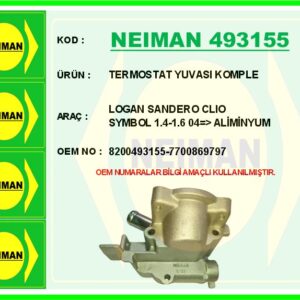 TERMOSTAT YUVASI KOMPLE LOGAN SANDERO CLIO SYMBOL 1.4-1.6 04   ALİMİNYUM