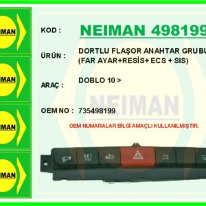 DORTLU FLAŞOR ANAHTAR GRUBU DOBLO 10   FAR AYAR RESİS ECS SIS