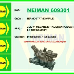 TERMOSTAT 89 C KOMPLE DUSTER II 19 MEGANE IV 15 KADJAR 15  TALISMAN 15  1.3 TCE H5H