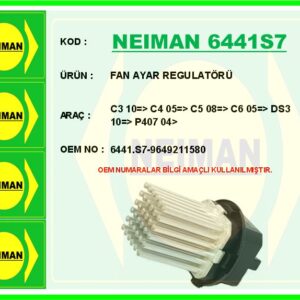 FAN AYAR REGULATÖRÜ C3 10   C4 05   C5 08   C6 05   DS3 10   P407 04