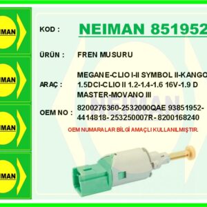 FREN MÜŞÜRÜ MEGANE-CLIO I-II SYMBOL II-KANGOO 1.5DCI-CLIO II 1.2-1.4-1.6 16V-1.9D MASTER-MOVANO III
