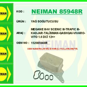 YAĞ SOĞUTUCUSU MEGANE III-IV SCENIC III-TRAFIC III-KADJAR-TALİSMAN-QASHQAI-VIVARO-VITO 1.6 DCİ 12