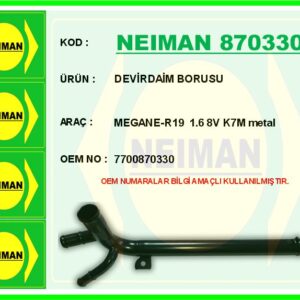 DEVİRDAİM BORUSU MEGANE-R19 1.6 8V K7M metal