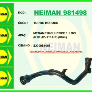 TURBO BORUSU RENAULT MEGANE III 09  FLUENCE 09  1.5dCi K9K 85-110 PS
