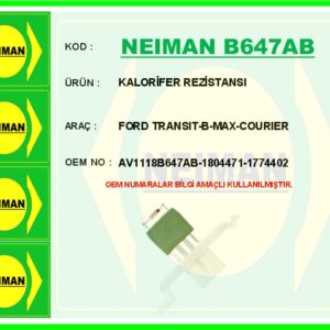 KALORİFER REZİSTANSI FORD TRANSIT-B-MAX-COURIER