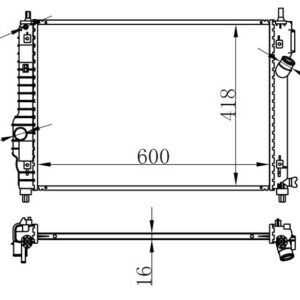 RADYATOR BRAZİNG MT 600X418X16 KALOS/ AVEO 1.2İ/1.6İ 05