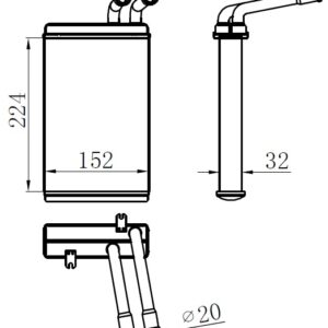 x KALORİFER RADYATÖRÜ BRAZİNG PASSAT 96-00 145X237X32 OTO.-MEK.