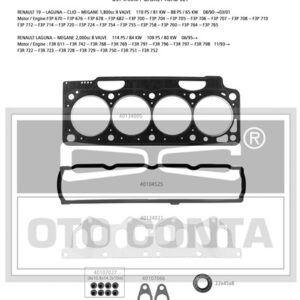 ÜST TAKIM CONTA CLIO I 91 1.8 LAGUNA-MEGANE I 95 1.8-2.0 F3P 710/F3P 714 KEÇELİ SKC STD SUBAP LASTİKLİ