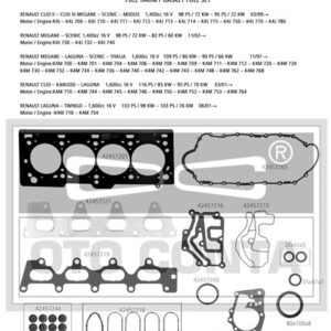 MOTOR TAKIM CONTASI MGN-CLIO-LGN-LOGAN 1.4-1.6 16V K4J-K4M KEÇELİ SUBAP LASTİKLİ 7700112739-8200356346
