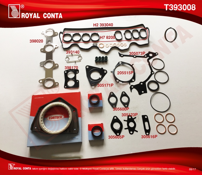 MOTOR TAKIM CONTA KEÇELİ S LASTİKLİ DOBLO-PUNTO 1.9 DZL 223A6.000 MOTOR SKC SİZ 71715698