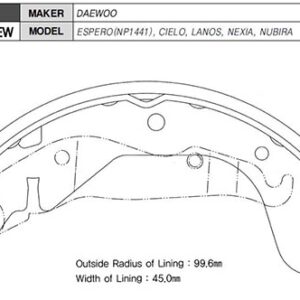ARKA KAMPANA PABUÇ BALATA OPEL CORSA C / VECTRA A / ASTRA F / DAEWOO NUBIRA 1.6L 2.0L J100 97-05 / L ANOS 1.5L 97-05 / ESPERO 1.5L 1.8L 2.0L 95-99 /