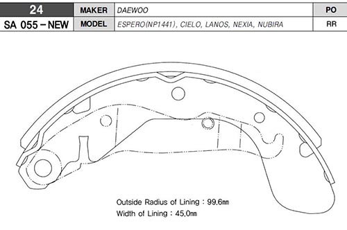 ARKA KAMPANA PABUÇ BALATA OPEL CORSA C / VECTRA A / ASTRA F / DAEWOO NUBIRA 1.6L 2.0L J100 97-05 / L ANOS 1.5L 97-05 / ESPERO 1.5L 1.8L 2.0L 95-99 /