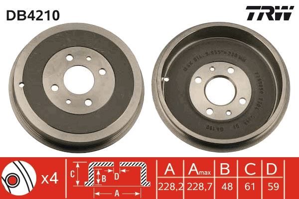 ARKA FREN KAMPANASI FIAT ALBEA 00 DOBLO 01 FIORINO 09 LINEA 09 MAREA 00 TEMPRA 92 96 TIPO 90 95 UNO 98 06 PEUGEOT BIPPER 08 CITROEN NEMO 08 228.2 mm