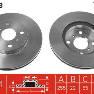ÖN FREN AYNASI COROLLA 1.4 ie 16V 00-01 1.3 ie 16V 92-97 1.8 ie 16V 92-97 255x22x4DLxHAVALI