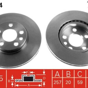 ÖN FREN AYNASI EXPERT 96- JUMPY 95- SCUDO 96- 1.6i-1.9D-2.0HDİ HAVALI 257x20x5DL