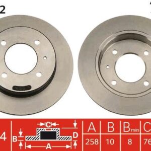ARKA FREN DİSKİ DOLU TİP HYUNDAI ELANTRA 1.6L G4GR G4ED 96-06 258 çap x 4 bijon - Takım disk fiy atıdır