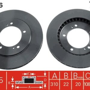 ÖN FREN DİSKİ HAVA KANALLI SUZUKI GRAND VITARA 2.0L J20A SQ420 5 kapı 98-05 2.5L H25A V6 SQ625 98- 05 310 çap x 5 bijon - Takım disk fiyatıdır