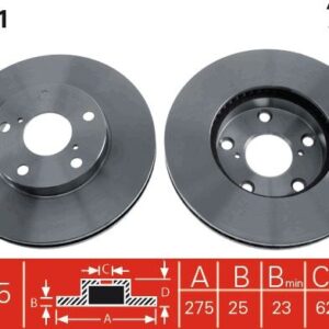ÖN FREN AYNASI RAV4 II 1.8VVT-2.0 16V 00 2.0VVTI-2.4VVTI-2.0D-4D 01 275x25x5DLxHAVALI