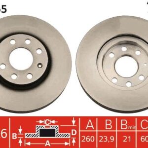 ÖN FREN AYNASI CORSA C - COMBO C 01 11 MERIVA A 03 10 TIGRA 04 09 260x24x4DL HAVALI