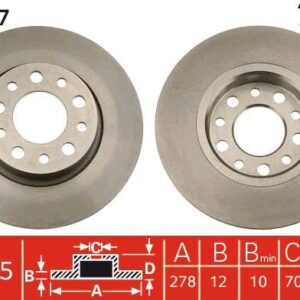 ARKA FREN AYNASI ALFA ROMEO 159 05 GIULIETTA 10 SPIDER 06 FIAT 500 X 14 JEEP RENEGADE 14 COMPASS 16 278x12x43