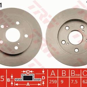 ARKA FREN AYNASI AURIS-COROLLA 1.33-1.4-1.6-1.8 259x9x5DLxHAVALI